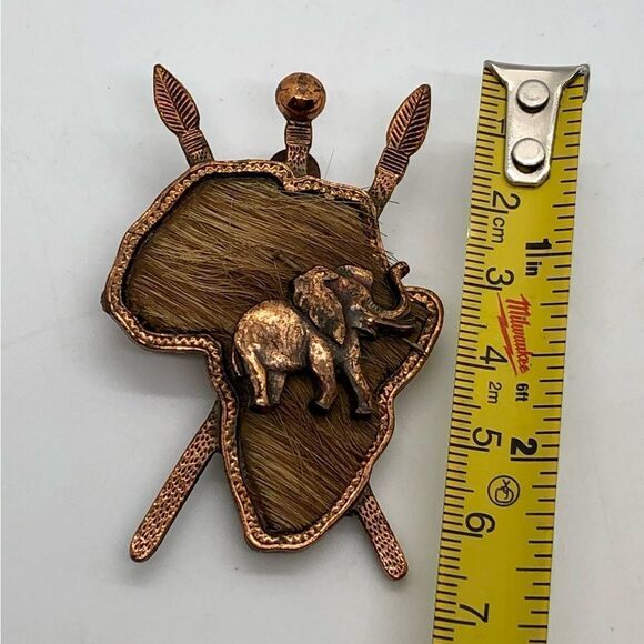 Copper Toned African Elephant Pendant Charm or Brooch Piece - Picture 9 of 16